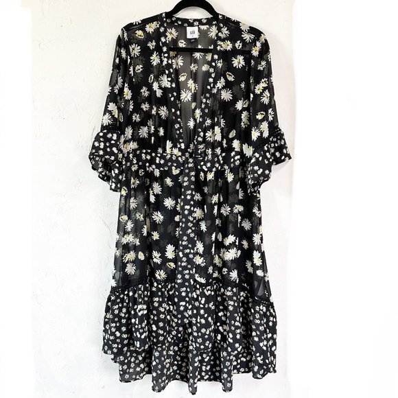 CAbi Sweaters - Cabi Cardigan Open Front Pleated Floral Dress Women's Size Large